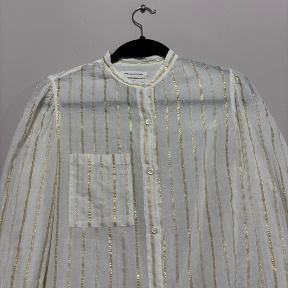 Isabel Marant Étoile Cream and Gold Striped Shirt - Picture 3 of 6